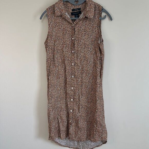 Tahari Linen Dress Women Size XS Button Front Collar High Low - Picture 1 of 6